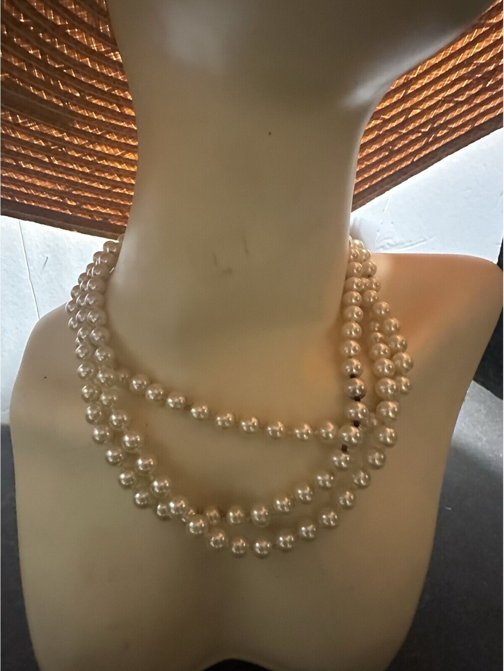 Vintage B.S. Lind Multi Strand Faux Pearl Necklace 14KGE Gold Tone Clasp